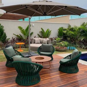 Modern Outdoor Rope Lounge Set with Umbrella